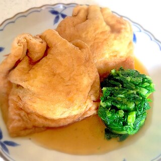 お餅と野菜と鶏ミンチ入りあげきんちゃくの煮物